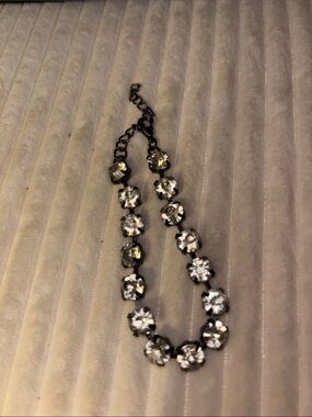 Crystal Statement bracelet - Clear Crystal on Gunmetal